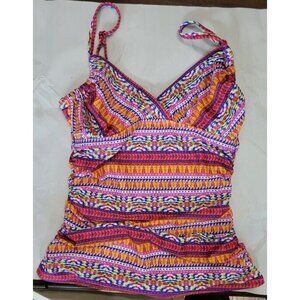 NWT Kenneth Cole S Surplice V-Neck Triangle Halter Tankini Swim Top #95111